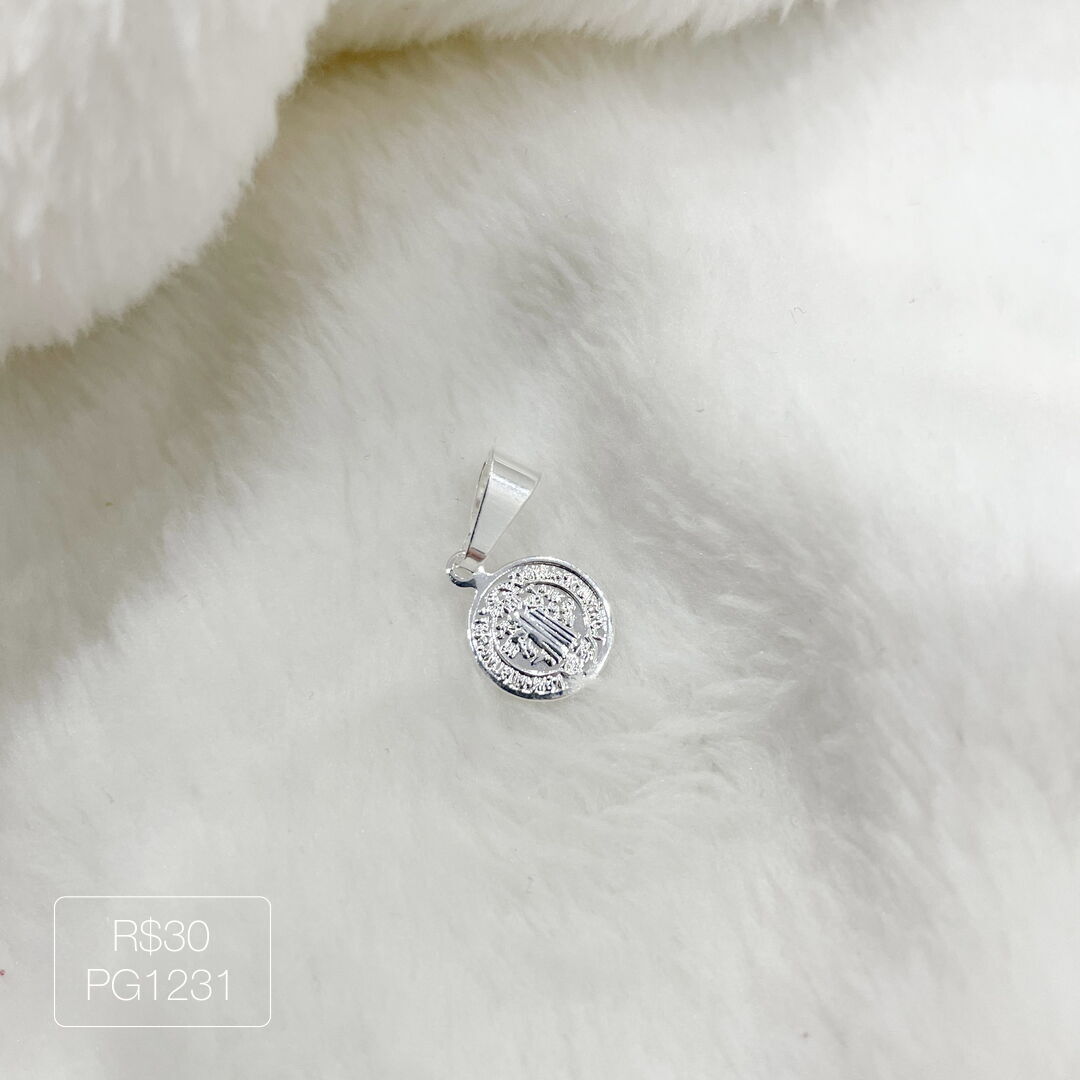 Pingente de São Bento Mini Liso Prateado